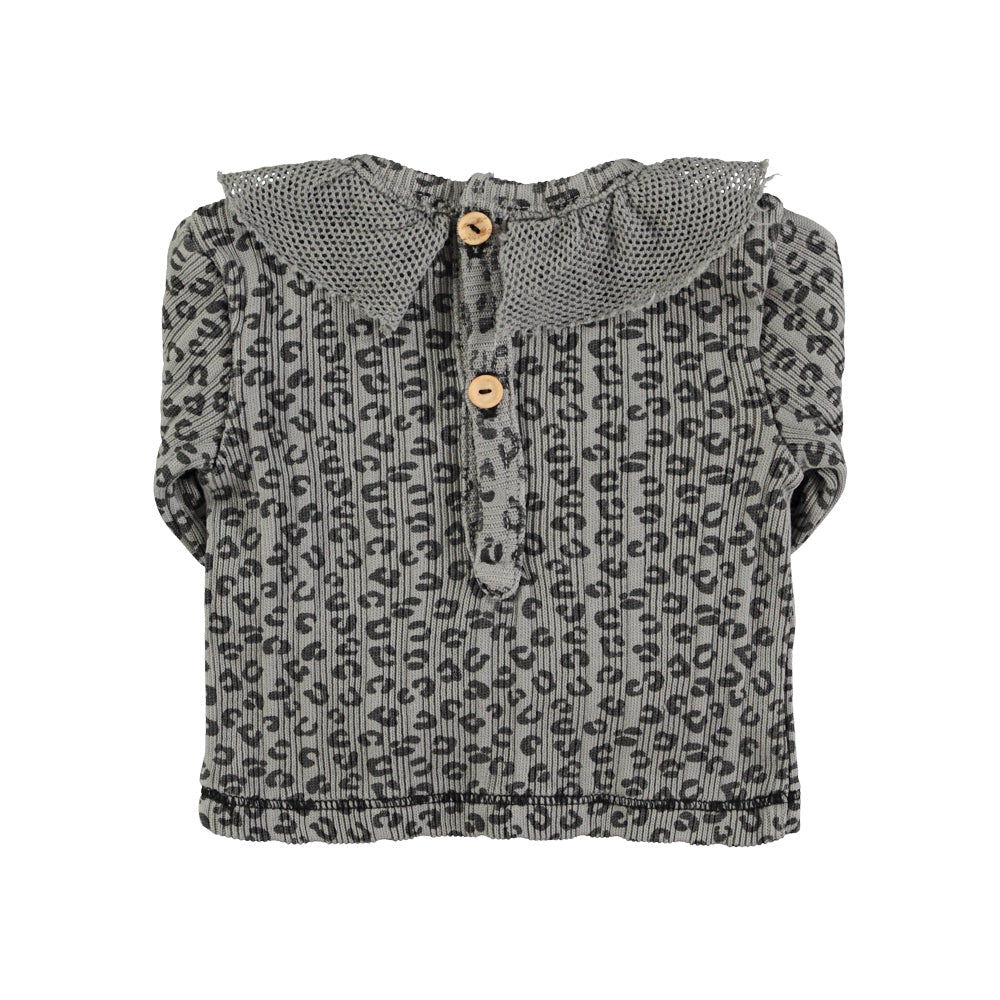 Newborn collar shirt | Grey w/ animal print