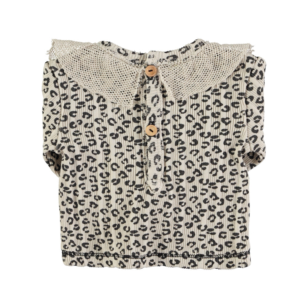 Newborn collar shirt | Light grey w/ animal print