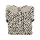 Newborn collar shirt | Light grey w/ animal print