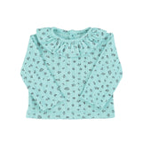 Newborn collar shirt | blue w/ little flowers
