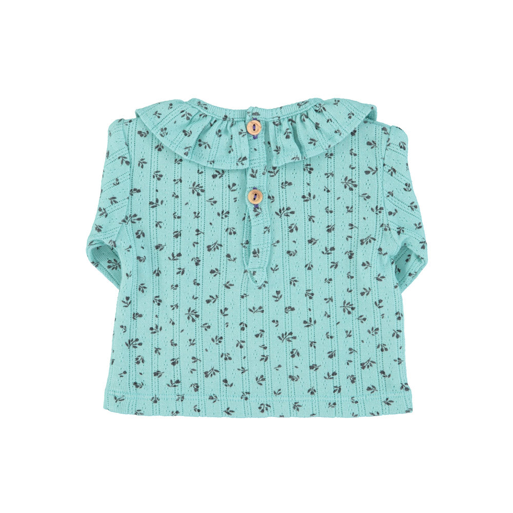 Newborn collar shirt | blue w/ little flowers
