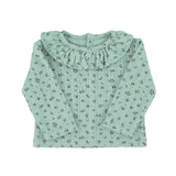 Newborn collar shirt | green w/ little flowers