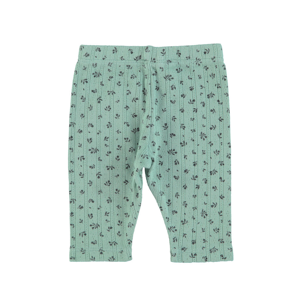 Newborn leggings | green w/ little flowers