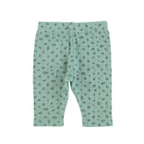 Newborn leggings | green w/ little flowers