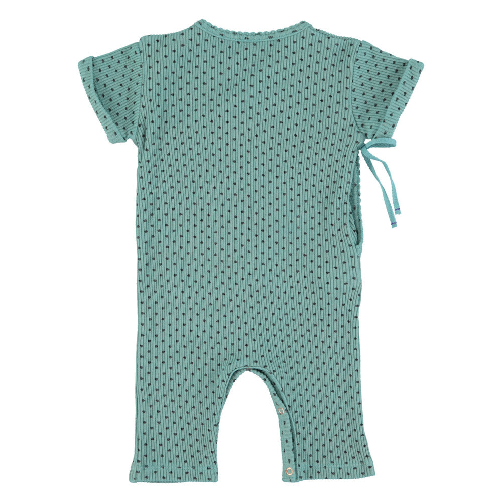 Newborn short sleeve babygrow| blue w/ little hearts