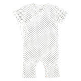 Newborn short sleeve babygrow| ecru w/ little hearts