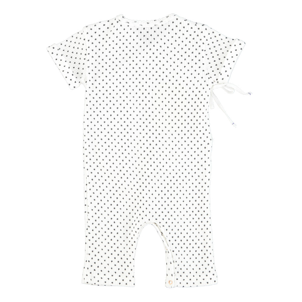 Newborn short sleeve babygrow| ecru w/ little hearts
