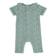 Newborn short sleeve babygrow w/ collar | green w/ animal print