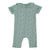 Newborn short sleeve babygrow w/ collar | green w/ animal print
