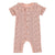 Newborn short sleeve babygrow w/ collar | pink w/ animal print