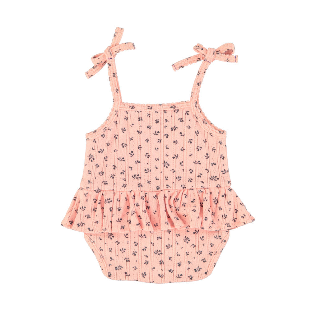 Newborn sleeveless body | pink w/ little flowers