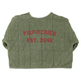 Unisex washed green padded jacket with back print