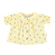 baby peter pan collar shirt w/ balloon sleeves | yellow stripes w/ little flowers