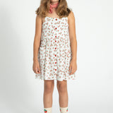 short dress | ecru w/ red flowers allover