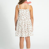 short dress | ecru w/ red flowers allover