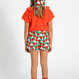 shorts | ecru w/ red roses print