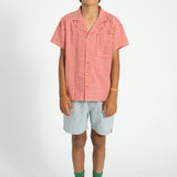 hawaiian shirt | red & ecru checkered