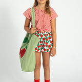 blouse w/ butterfly sleeves | red & ecru checkered