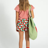 blouse w/ butterfly sleeves | red & ecru checkered