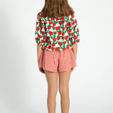 blouse w/ sailor collar | ecru w/ red roses print