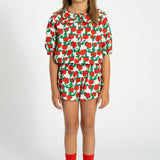shorts | ecru w/ red roses print