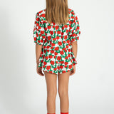 shorts | ecru w/ red roses print