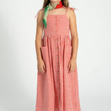 long dress | red & ecru checkered