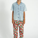 Trousers | ecru w/ red roses print