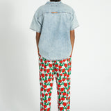 Trousers | ecru w/ red roses print