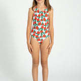 Girl Swimsuit with Back Bow in Rose Print