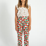 Trousers | ecru w/ red roses print