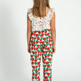 Trousers | ecru w/ red roses print