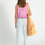 top | pink w/ "peace" print
