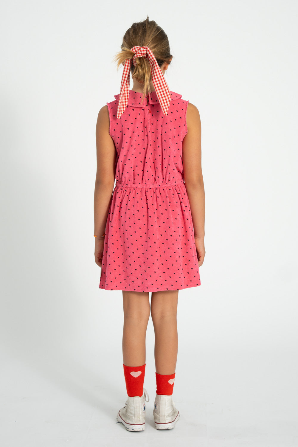 pink dress with black hearts Francescas Mi Ami Dress Womens Small Pink Black Hearts Square Neck Long Sleeve