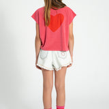 Kids Sleeveless Terry Top with “Amour” Print – Pink