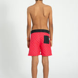 Boy Swim Shorts in Heart Print – Pink