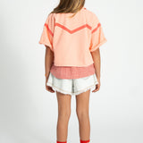 Short sleeves jacket | pink w/ pink geometric lines