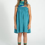 short dress w/ straps | blue & green checkered