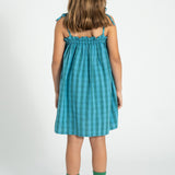 short dress w/ straps | blue & green checkered