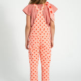 dungarees | pink w/ red hearts allover