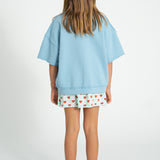 short skirt | light blue w/ red hearts allover