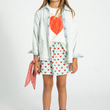 short skirt | light blue w/ red hearts allover