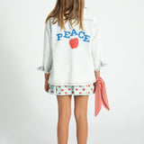 short skirt | light blue w/ red hearts allover