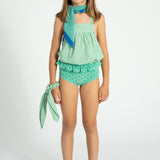 high waisted shorties | green w/ black hearts allover
