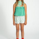 shorts | ecru w/ green flowers allover