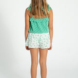 shorts | ecru w/ green flowers allover