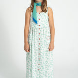 long dress | ecru w/ green flowers allover