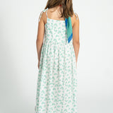 long dress | ecru w/ green flowers allover