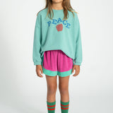 Unisex turquoise sweatshirt with “peace” print