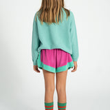 Girl fuchsia and green terry shorts
